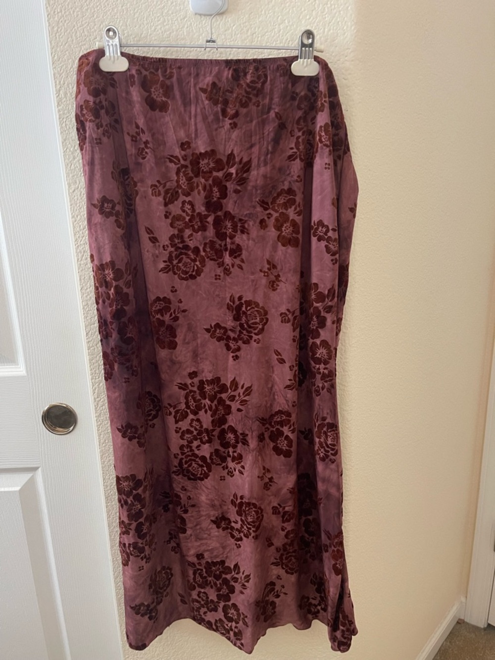 Cider Mauve Floral Burnout Velvet Maxi Skirt